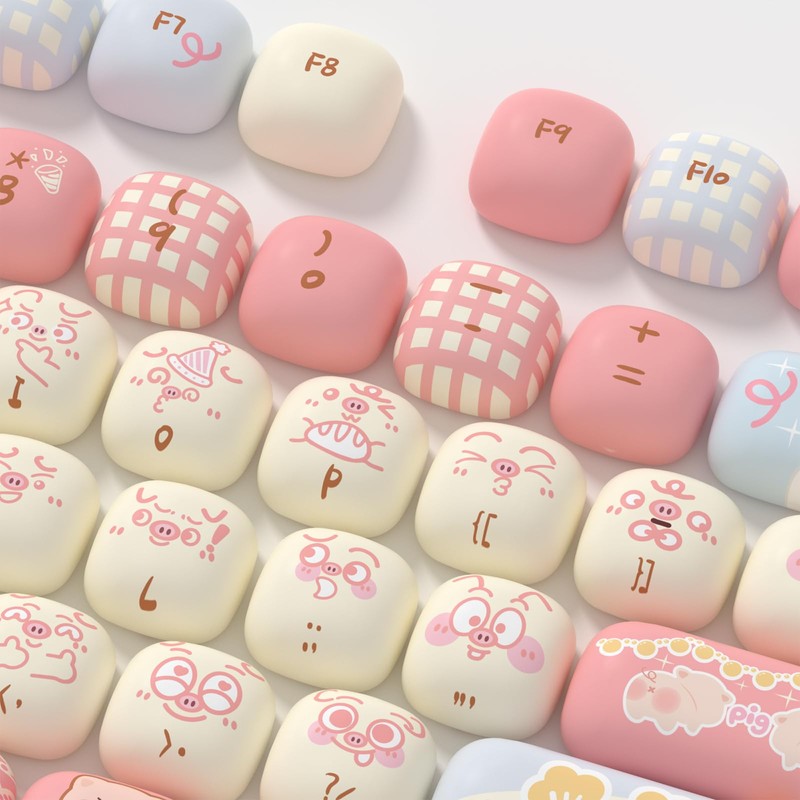 Akko PBT Keycap Set, Piggy Party Keycaps MOG Profile 139-Key