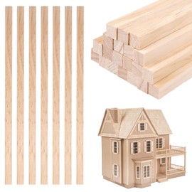 Pack of 20 square wooden strips, 1.2 x 1.2 x 30 cm, wooden blocks for crafts, craft wood, square, wooden sticks, natural pine, wooden strips untreated, square wood for model making, support, frame