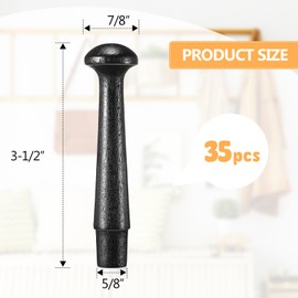 Yerliker 35 Pcs Wooden Shaker Pegs 3-1/2 Inch with 1/2 Inch Tenon Wooden Hooks Wall Mounted Smooth Texture Wood Pegs for Hanging Coat Hat Towel Clothes Organizing Supplies (Black)