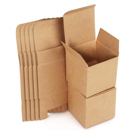 Pack of 15 Kraft Paper Gift Boxes 10 x 10 x 10 cm, Cardboard Boxes with Lid, Square Gift Box for Gifts, Party, Birthday, Wedding