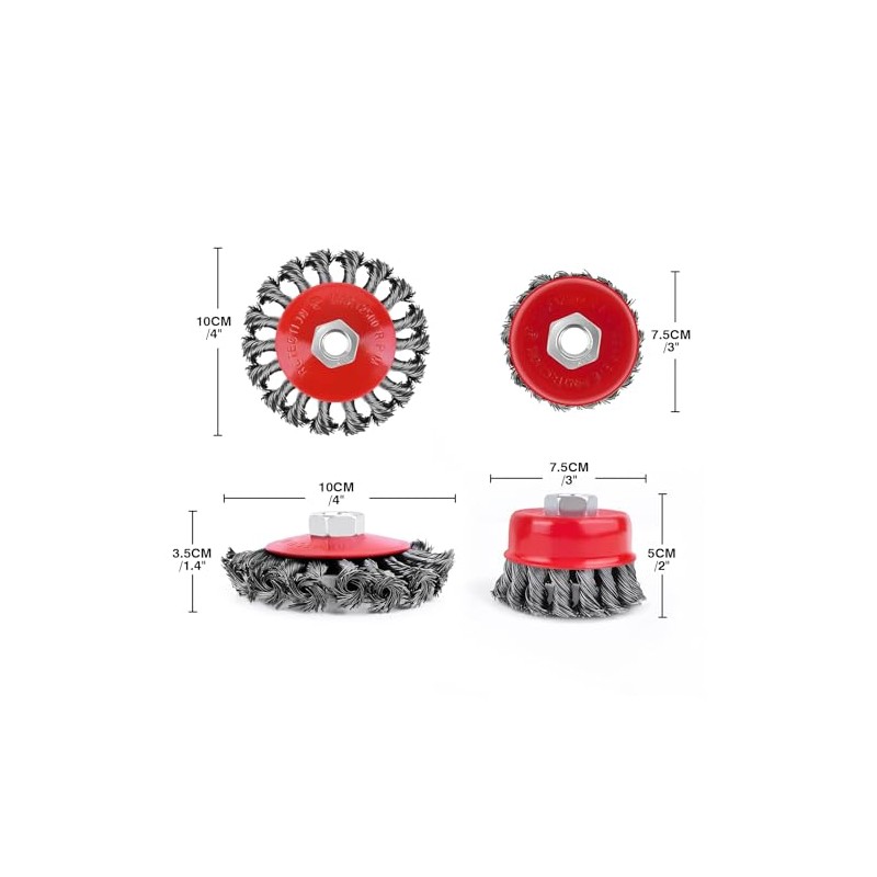 4 Pack Wire Wheel Brush for Angle Grinder, 4 Inch