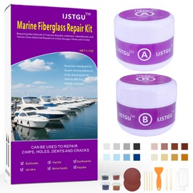 IJSTGU Fiberglass Boat Repair Kit, Fiberglass Repair Kit Fix Holes Chips Pit Cracks,Marine Fiberglass Repair Kit for Boats (Color Match),Epoxy Filler for Boats,Gel Coat Repair Kit for Boats