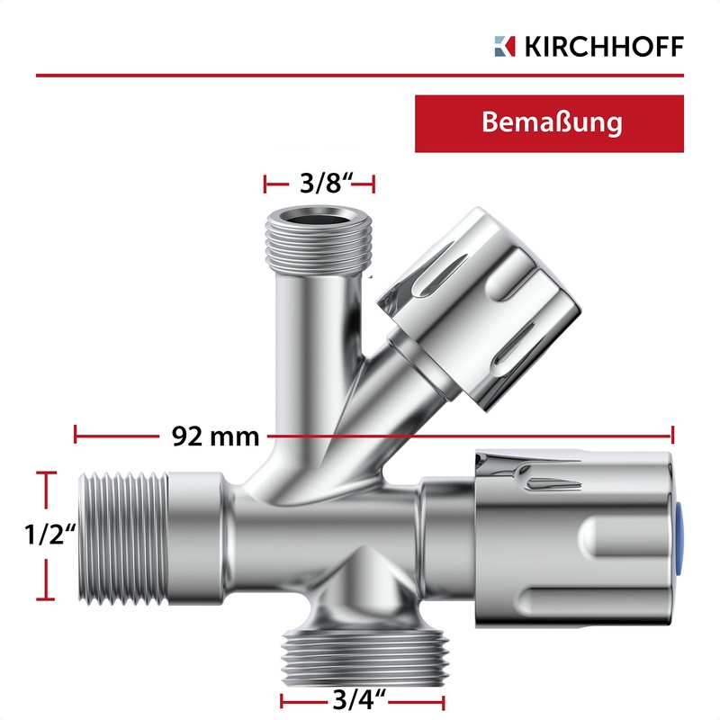 KIRCHHOFF 98480090 Universal Angle Valve with Dishwasher Connection, 1/2 Inch