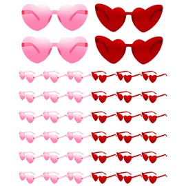 Salfboy 40 Pack Heart Sunglasses Bulk for Womens Heart Shaped Glasses Rimless Cat Eye Vintage Bachelorette Party Favor