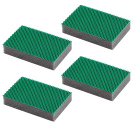 MAYA EVO XL Professional Scouring Sponge for All Surfaces. Cleans without Scratching. Leaves No Fibre Residue. Dimensions: 9 x 13.5 x 2.6 cm. Pack of 4 Scouring Pads - (Green)