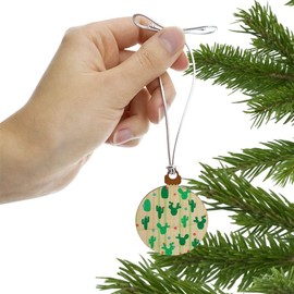 GRAPHICS & MORE Cute Cactus with Flowers Pattern Mini Small Tiny Wood Christmas Tree Holiday Ornament