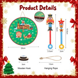 Advent Calendar 2025 Wooden Wall Clock, Christmas Advent Calendar Decoration, 24-Day Christmas Countdown Sign (28 cm) with Nutcracker Figure Hands and 24 Numbers, Christmas Decoration Indoor Wood