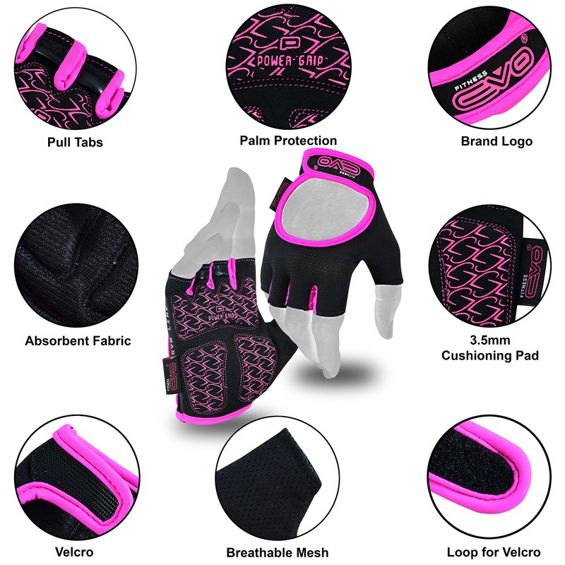 EVO Fitness Women Weight Lifting Gym Gloves Breathable Workout Ladies