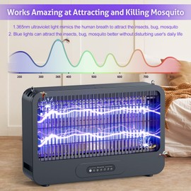 Electric Bug Zapper Indoor, Mosquito Zapper with 3500V Powerful Dual Grid & Remote, Fly Zapper Fly Trap Insect Killer for Patio Yard Home Kitchen Camping - Including 2 Replacement Bulbs (Black)