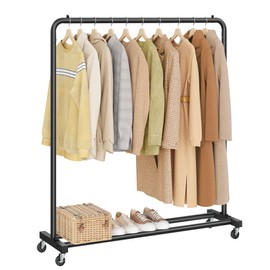 SONGMICS Perchero para Ropa, Burro Ropa con Ruedas, para Dormitorio, Carga de 50 kg, 38 x 110 x 141.5 cm, Negro Tinta MHSR016BH01