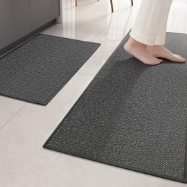 Color&Geometry Kitchen Rug Set Kitchen Mats for Floor 2 Piece, 17"X29"+17"X59" Dark Gray Kitchen Rugs Non Slip Washable with Rubber Backing, Quick Dry Low Pile Kitchen Runner Rug Kitchen Sink Mat