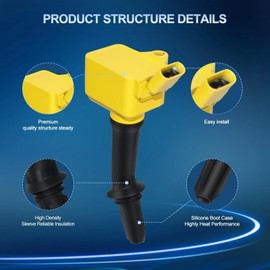 GRIZZLY AUTO Ignition Coil Pack UF802 Replacement for Buick Encore 2016-2019, for Chevy Cruze 2017-2018 Equinox 2018-2021 Malibu 2020-2021, for GMC Terrain 2018-2020 1.4L 1.5L 1.6L L4 Yellow Set of 4