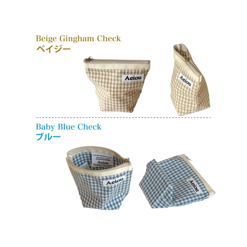 Aeiou Basic Pouch, Checkered Pattern, Size M, Eiou Basic Pouch,