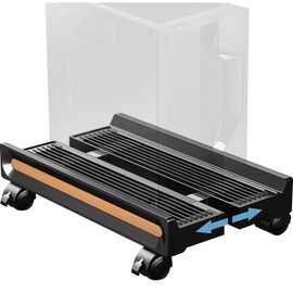 SeLani Adjustable Mobile CPU Stand 7.4"-12.2" Ventilated PC Cart for Floor Computer Tower Holder with 4 Locking Caster Wheels Compatible with Most Desktop Computers Mainframes
