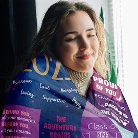 2025 Graduation Gifts Blanket for Her Him Class of 2025 Graduation Decorations College Graduation Gifts Senior Gifts High School Master Phd Nurse 5th 8th Grade Graduate Throw Blanket, 50x60 inches