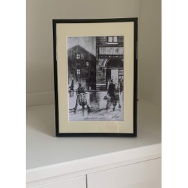 "Lambretta Outside Wigan Casino" A limited edition print, mounted and framed. Overall size 30.5 cm by 22 cm.