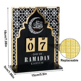 WeddHuis 2025 Ramadan Advent Calendar - Acrylic Eid Mubarak DIY Countdown Calendars for Decoration - Craft Ornament Ramadan Gift (Black)