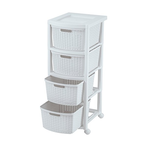 Rimax 10432 Four Drawer Rolling Cart in White