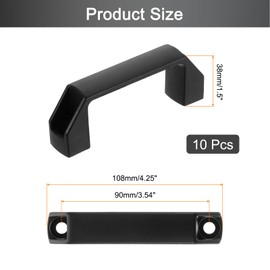 sourcing map 10 Pack Rectangular Plastic Pull Handle, 90mm/3.5 Inch Hole Center Cabinets Pull for Drawer Luggage Mechanical Equipment Garages, Black