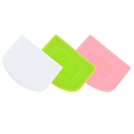 PE Plastic Dough Scraper Set - 3 Pack Multi-Color Baking Scrapers for Kneading, Cutting, and Cleaning Dough - Food-Grade Bench Scraper, Durable, and Easy to Clean(White+Pink+Green)