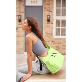 ODODOS 20L Crossbody Tote Bag Large Capacity Lightweight Hobo Shoulder Sling Bags for Gym Shopping Beach Travel, Shadow Lime