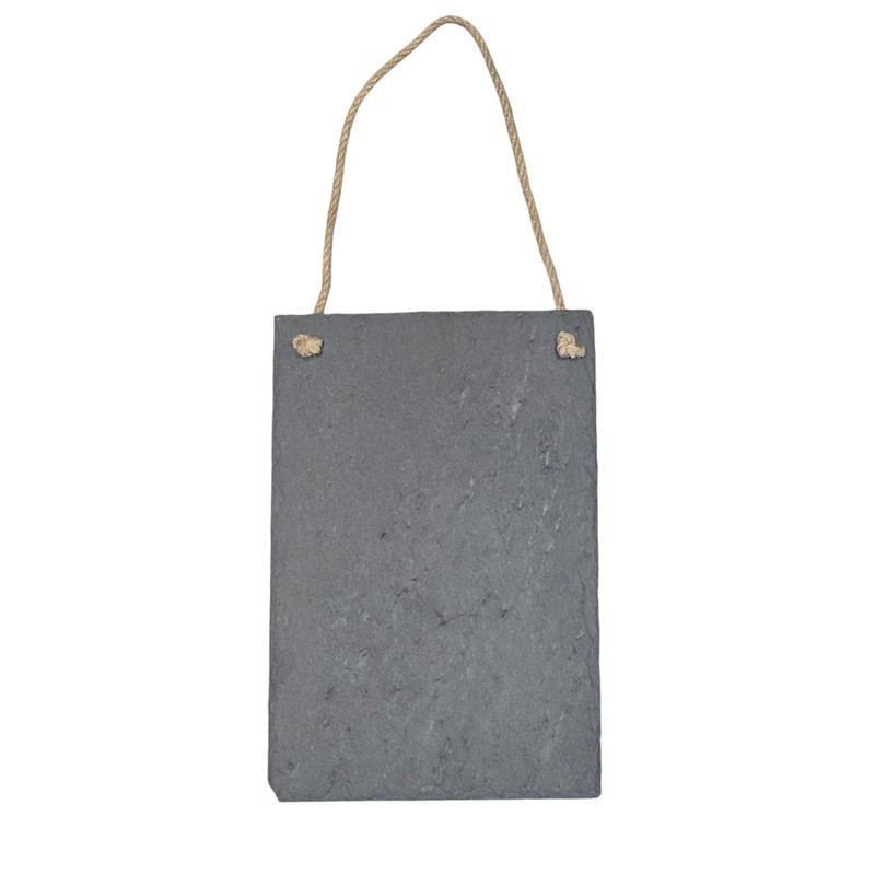 Hanging Slate Board with Jute Rope, Grey, Decorative Wall Sign