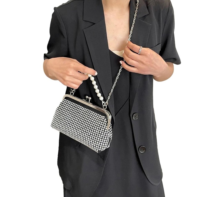 TQUXNGA Crossbody Bag, Purse, Handbag, Purse with Detachable Chain, Pearl