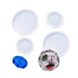 DIY Round Silicone Coaster Mold, Diamond Edge Epoxy Resin Molds Silicone for Casting with Making Coaster, Cups Mats, Home Decorationt, 5 inches and 3 inches in Diameter (Total 4 PCS)