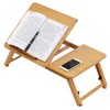 BouPower Bamboo Laptop Tray, Folding Bed Tray for Laptop Up,