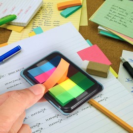 moinkerin 500 Pcs Sticky Notes Flags, 5 Color Index Tabs, Translucent Page Makers for Page Bookmarks (500 Pieces - Boxed)