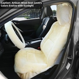 Aegis Cover Premium Australian Merino Sheepskin Car Seat Cover, Highback Easy-Install Universal Fit for SUV Truck Sedan Most Vehicles (FS-Cream)