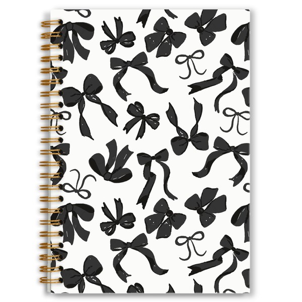 Foritho Coquette Black Bow Notebook, Black Preppy Girly Aesthetic Journal