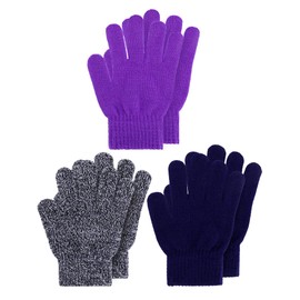 Geyoga 3 Pairs Winter Children's Knitted Gloves Warm Children's Knitted Gloves Elastic Mittens, Stylish