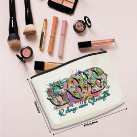 NGZS Inspirational Religious Gifts Floral Makeup Bag Leopard Bible Verse Cosmetic Bag Faith Based Gifts Christian Gifts for Women Her Girls Daughter Grandma Mom Sister Bestie Christmas Birthday