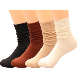 TINTAO 3 Pairs Women Winter Wool Cable Knit Crew Knee High Boot Socks,Size 5-11#W919 (Polyester Blend, Color D34)