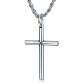 CEKAMA American Flag Cross Necklace for Men Sterling Silver Patriotic Cross Pendant Religious Jewelry