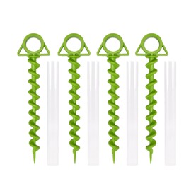 Pack of 4 Tent Pegs, Plastic Tent Pegs, Camping Tent Pegs, Tent Accessories with Plastic Hose, Suitable for Camping, Rain Tarpaulins, Hiking, Outdoor (Green)