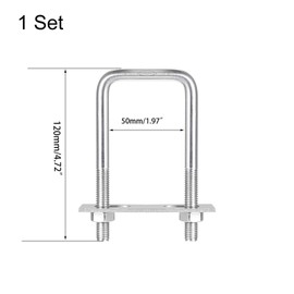 TA-VIGOR M10 Square U-Bolts, 52mm Inner Width 120mm Length 304 Stainless Steel U-Bolts with Nut, Plate for Attaching Piping Conduit Cable Tube Brackets Boat Trailer