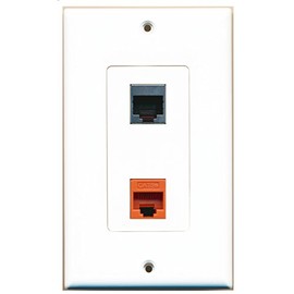 RiteAV 1 Port Cat5e Ethernet Orange 1 Port RJ45 Shielded Wall Plate OVERSIZED Jumbo MIDI