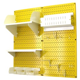 Wall Control Craft & Hobby Pegboard Organizer Storage Kit with Yellow Pegboard and White Accessories