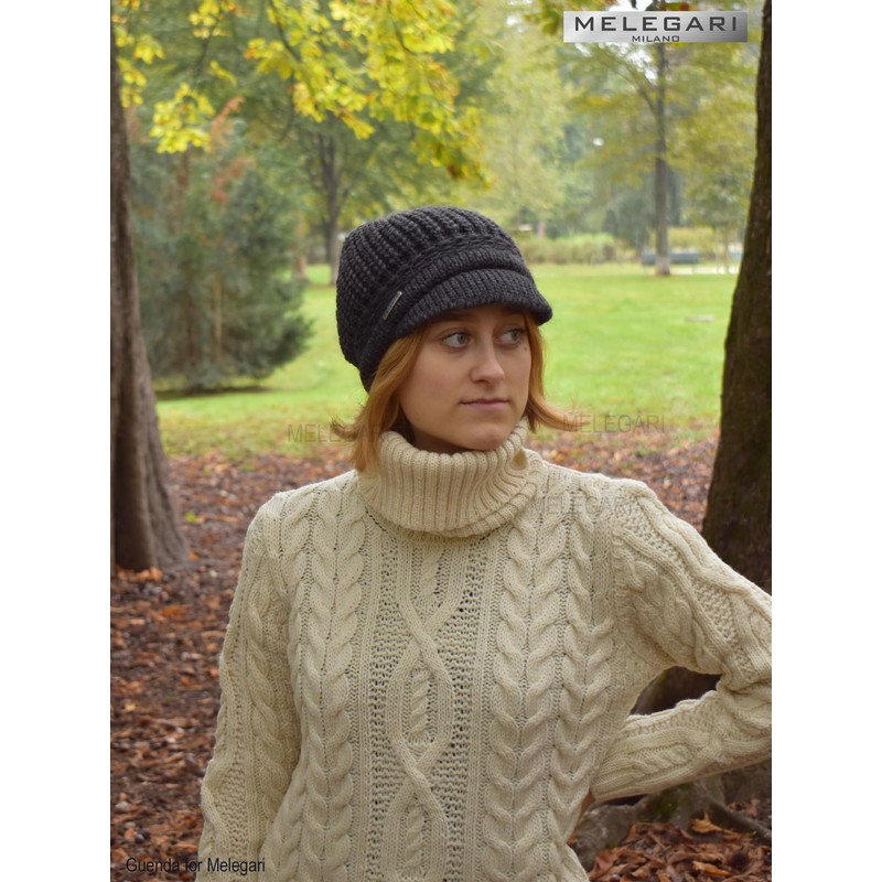 MELEGARI Knitted Hat with Visor Brenta Peak Hat Alpaca Wool
