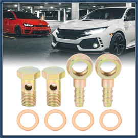 INFINAUTO 2 Sets 14mm Diameter Banjo Hose Barb Bolt Fittings Metal for Car Stylish Design