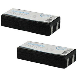 Traditional Chalkboard Eraser 2 Pack - 4.9 Inch Premium Chalk Erasers with Wooden Handle - Eraser for Chalkboard, Blackboard & Dry Chalk Surfaces - Durable Cleaner for Classrooms or Home