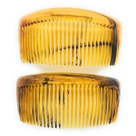 Good Hair Days USA Side combs, 2 Large Curved Tortoise Shell Hair Combs for Women, French Twist, Decorative Hairstyling, for Fine or Thick Hair, 29-Tooth 3.75” x 2” Good Grip, Strong Hold Clips