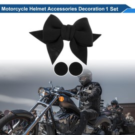 PARSLUCK Motorcycle Helmet Accessories Decoration Bow for Motorcycle Bicycle Skiing Helmets Black Fabric Sticker 1 Set