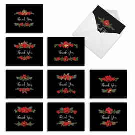 The Best Card Company - 10 Thank You Christmas Cards with Envelopes - Boxed Gratitude Assortment, Xmas Holiday Cards (4 x 5.12 Inch) - Holiday Elegance M4175XTB-B1x10