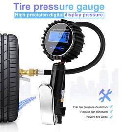 KOZTOL Digital Tire Inflator with Pressure Gauge, 200 PSI Heavy Duty Air Chuck and Compressor Accessories with Rubber Hose and Quick Connect Coupler, Portable Air Compressor