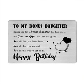 Richesele Bonus Daughter Birthday Card - To My Bonus Daughter Birthday Gifts - Happy Birthday Bonus Daughter Card from Mum and Dad