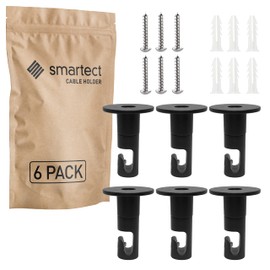 smartect Two-piece wall and ceiling pins for hanging textile cables [6 pieces, black] ceiling mounting with screws and dowels, monkey swing, surface-mounted cable holder for your own DIY project