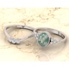 Oval Shape Natural Moss Agate Gemstone Wedding Ring Set, 925